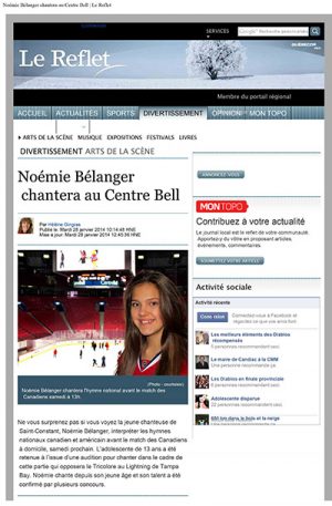 Noémie Bélanger chantera au Centre Bell | Le Reflet