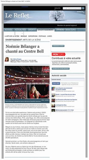 Noémie Bélanger chantera au Centre Bell | Le Reflet